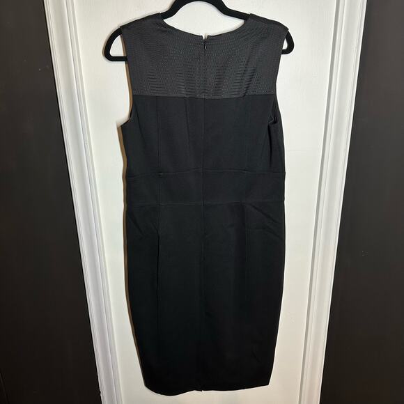 NEW White House Black Market Women's Black Satin Trim Sheath Dress Size 12 - Picture 5 of 8